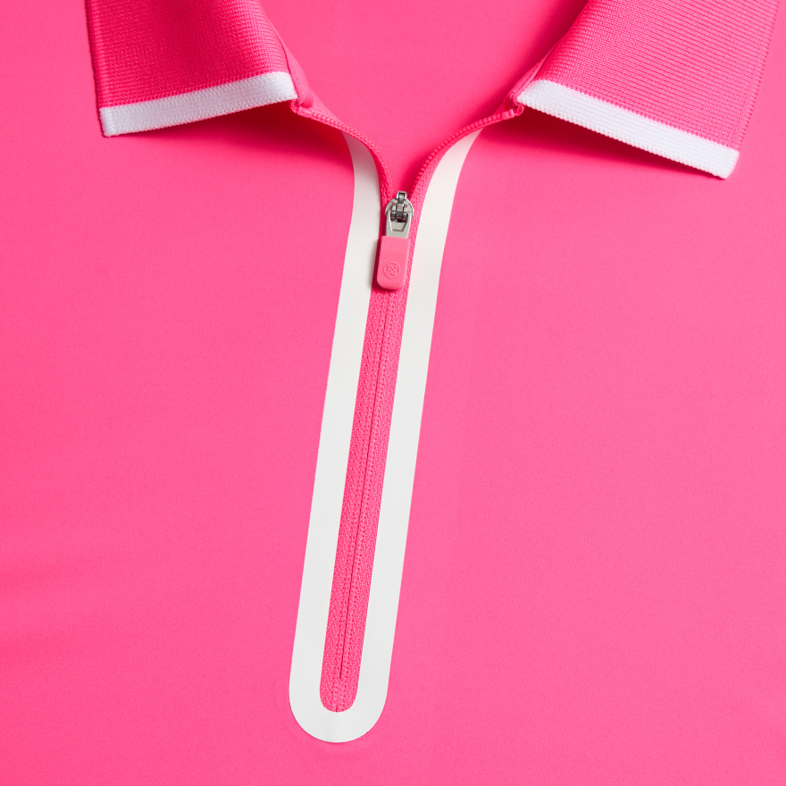 SILKY TECH NYLON LONG SLEEVE ZIP POLO in KNOCKOUT PINK - Alternate Image 4