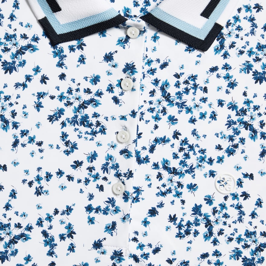 SCATTERED DITZY SILKY TECH NYLON LONG SLEEVE POLO in Snow / Twilight - Alternate Image 4