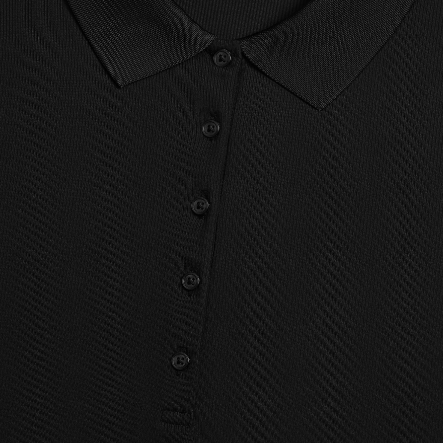 RIBBED TECH NYLON LONG SLEEVE POLO in Onyx - Alternate Image 4