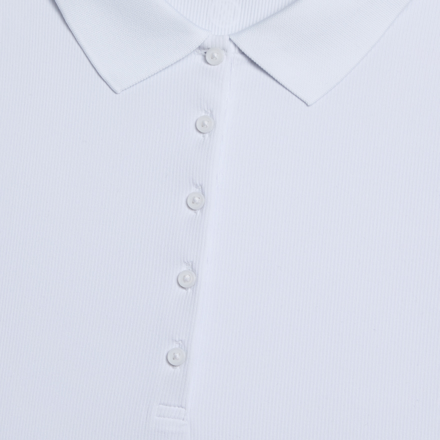 RIBBED TECH NYLON LONG SLEEVE POLO in Snow - Alternate Image 4