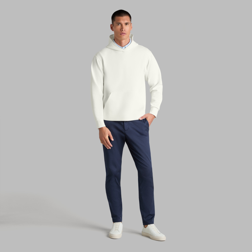 COTTON BLEND SCUBA HOODIE in CHALK WHITE - Alternate Image 2