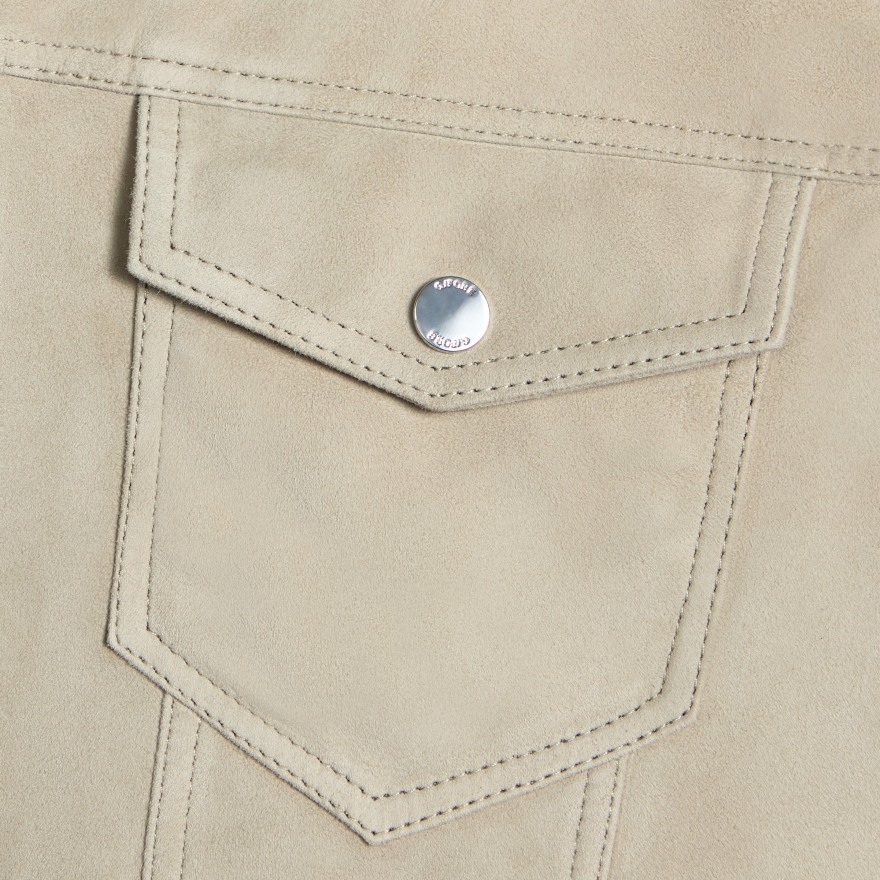 SUEDE TRUCKER JACKET in PUMICE - Alternate Image 4