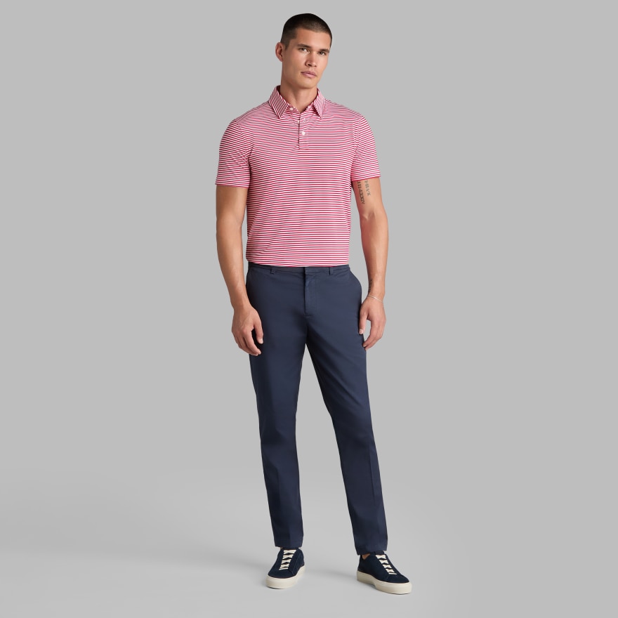 ALL PLAY STRIPE STRETCH KNIT POLO in RUBY - Alternate Image 2