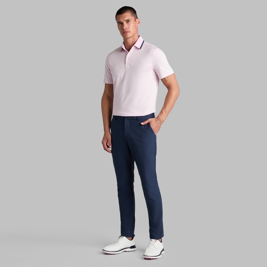 PERFORATED STRIPE JERSEY POLO in Blush - Alternate Image 2