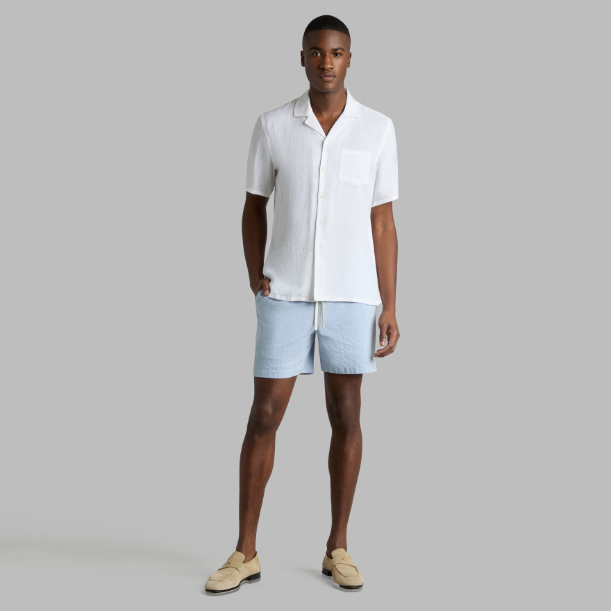 LTD RELEASE BEACHSIDE LINEN DRAWSTRING SHORT in DENIM - Alternate Image 2