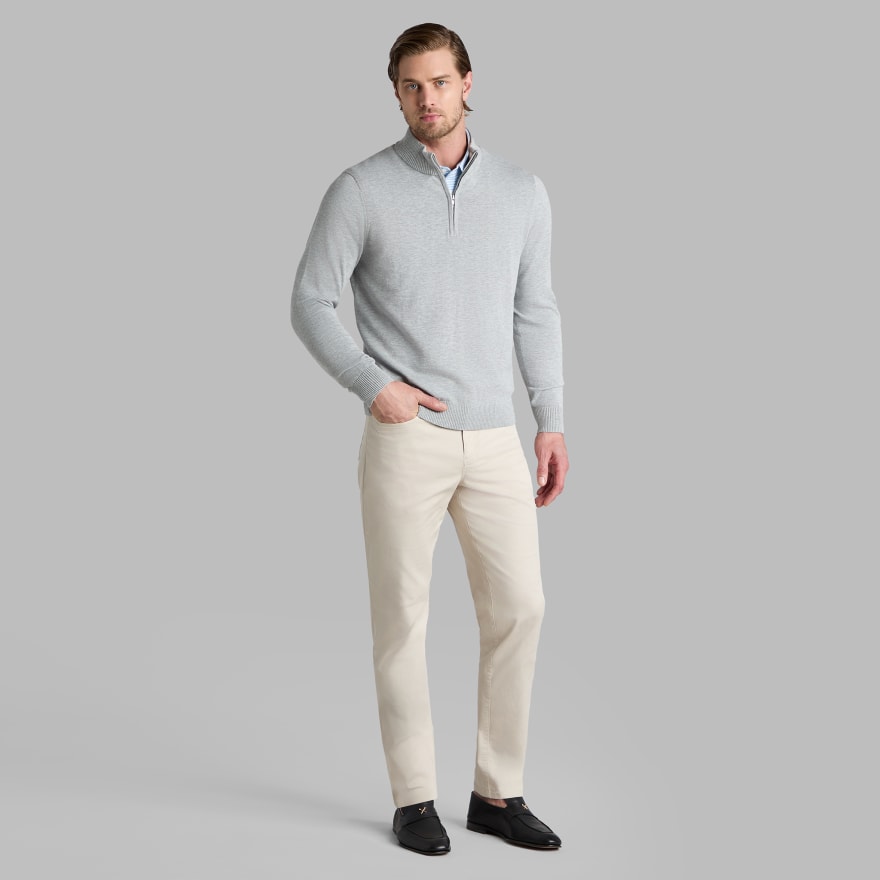 COOLING COTTON 1/4 ZIP JUMPER in NIMBUS MELANGE - Alternate Image 2