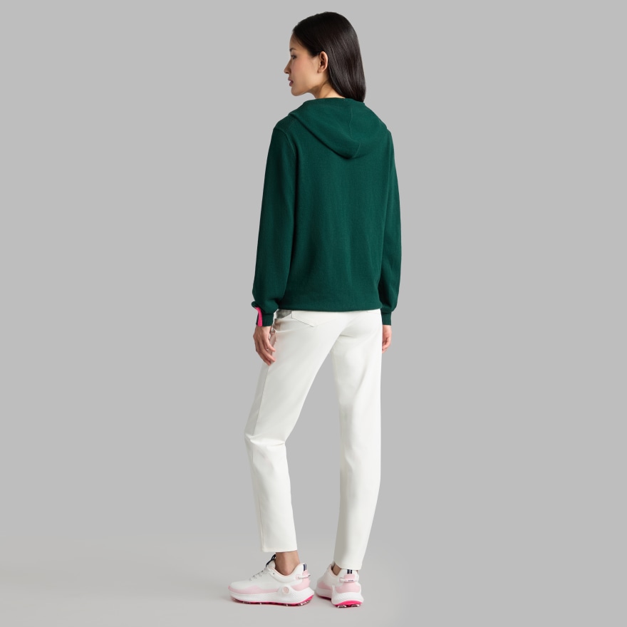 CASHMERE HOODED SWEATER in CYPRESS GREEN - Alternate Image 6
