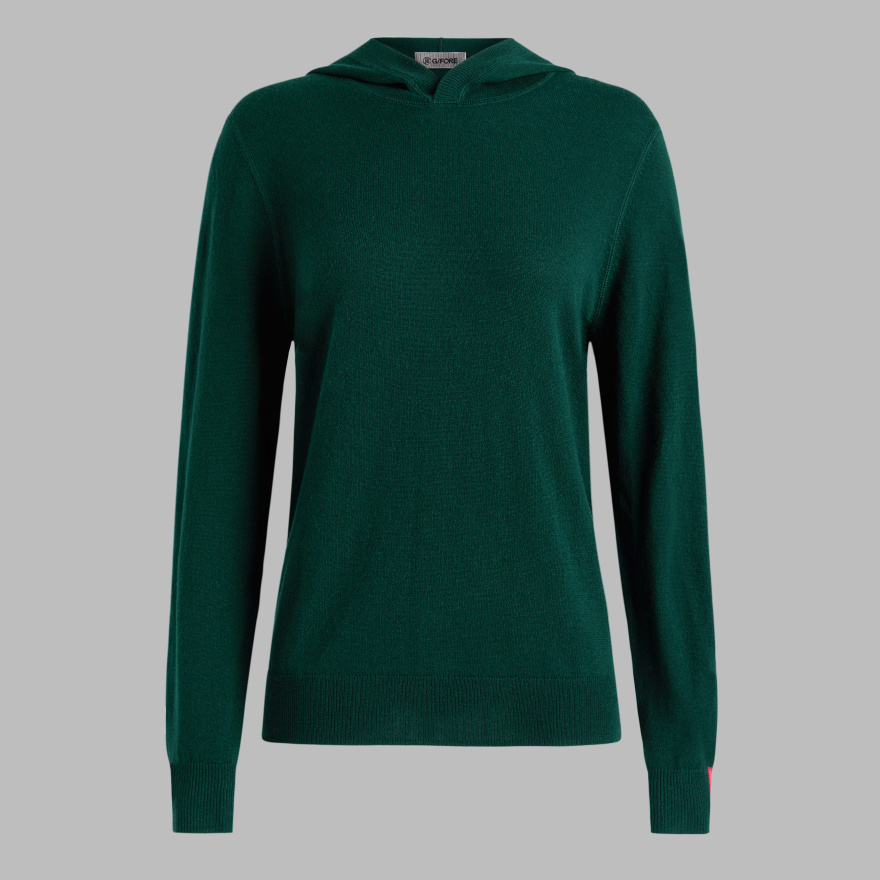 CASHMERE HOODED SWEATER in CYPRESS GREEN - Alternate Image 8