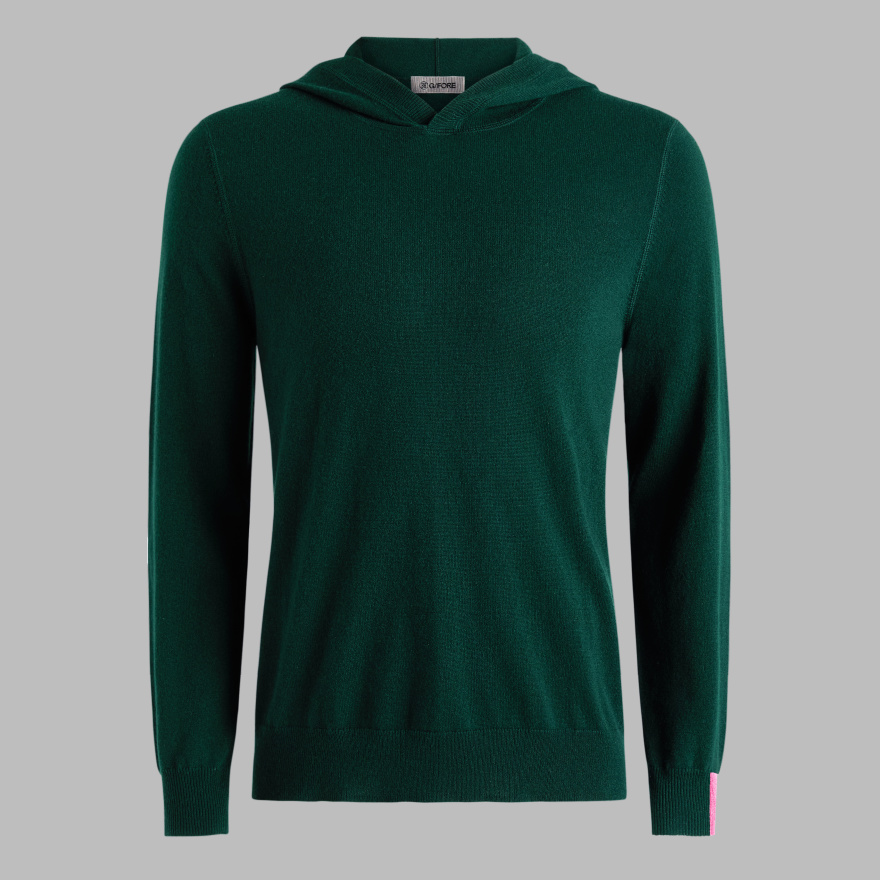 CASHMERE HOODED SWEATER in CYPRESS GREEN - Alternate Image 9
