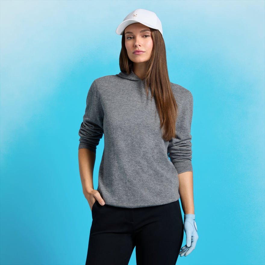 CASHMERE HOODED SWEATER in NIMBUS MELANGE - Alternate Image 2