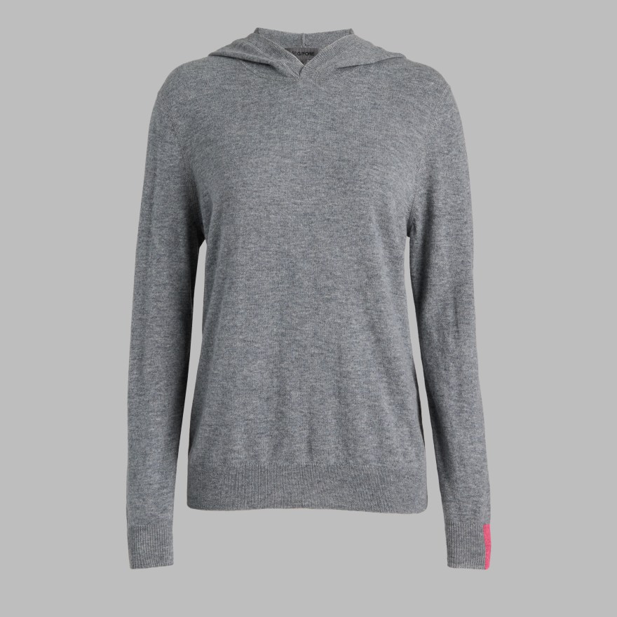 CASHMERE HOODED SWEATER in NIMBUS MELANGE - Alternate Image 9
