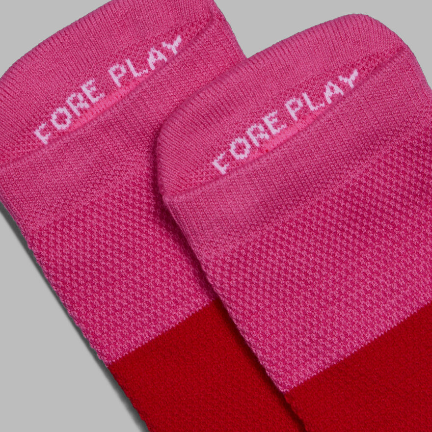 WOMEN'S TWO TONE FORE PLAY ANKLE SOCK in KNOCKOUT PINK / POPPY - Alternate Image 2
