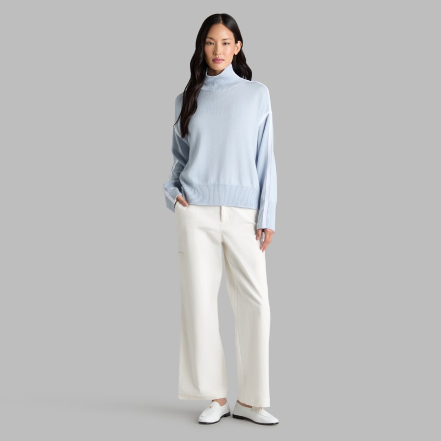 MERINO WOOL CONTRAST STRIPE TURTLENECK SWEATER - Alternate Image 2