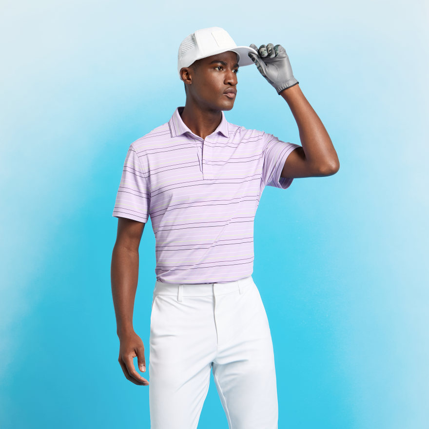 MULTI STRIPE TECH PIQU&Eacute; PERFORMANCE POLO in IRIS - Alternate Image 3