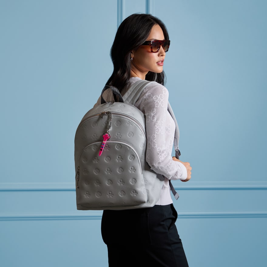 EMBOSSED SKULL & TEES LEATHER BACKPACK - Alternate Image 8