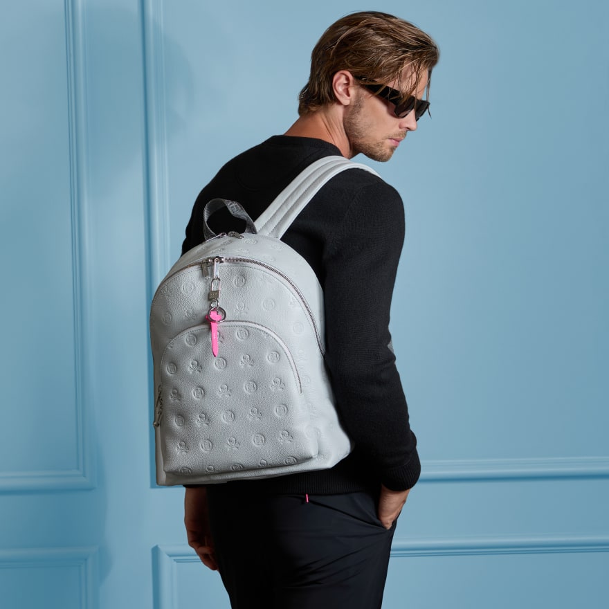 EMBOSSED SKULL & TEES LEATHER BACKPACK - Alternate Image 7