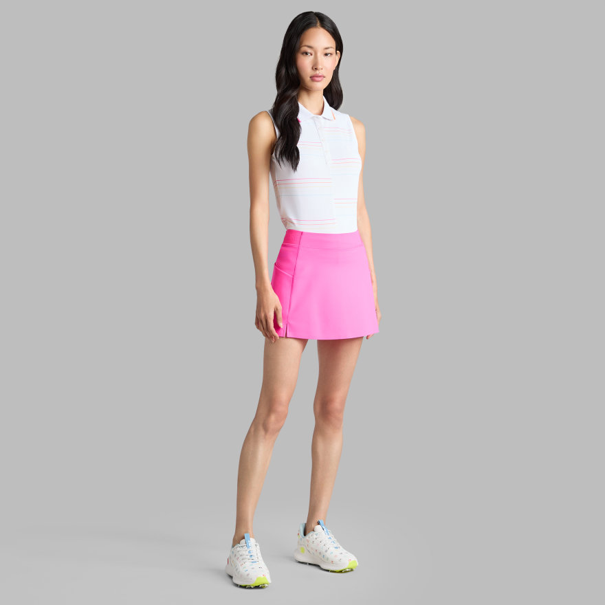 OFFSET STRIPE TECH PIQU&Eacute; SLEEVELESS POLO in SNOW / CENOTE - Alternate Image 2