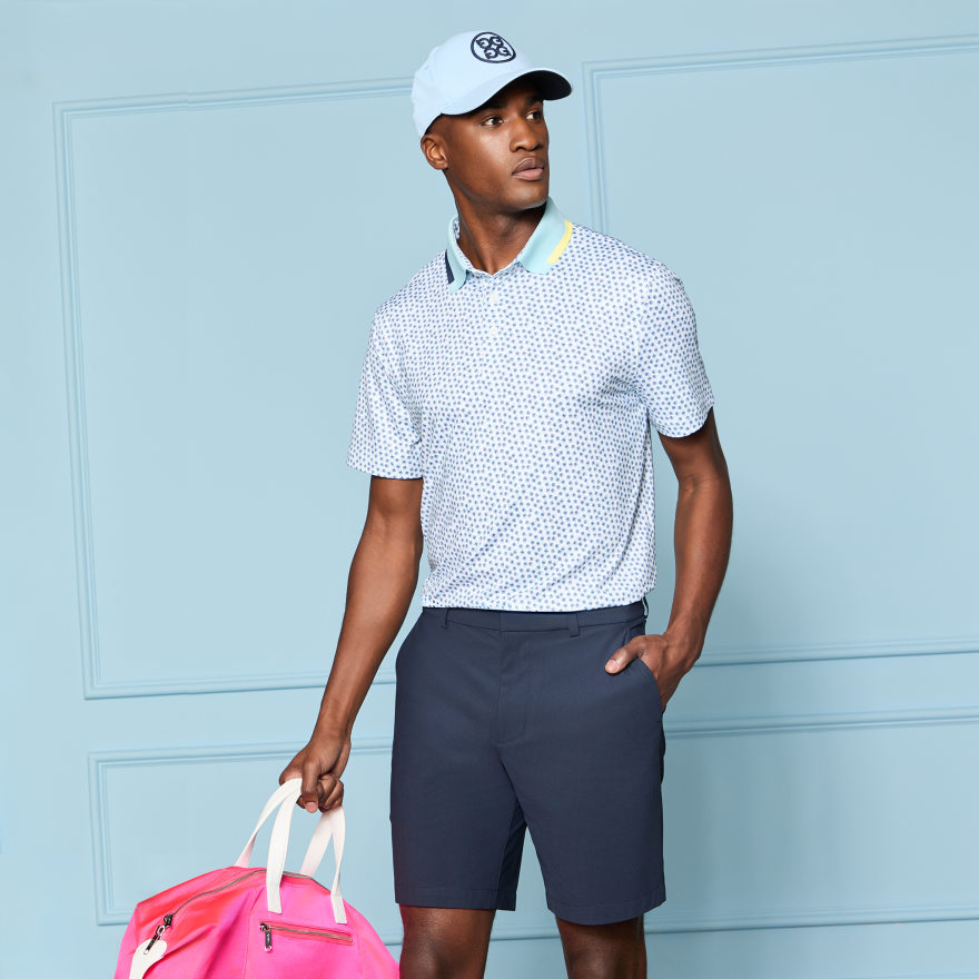 TRIPLE/G TECH JERSEY POLO in SNOW / CENOTE - Alternate Image 1