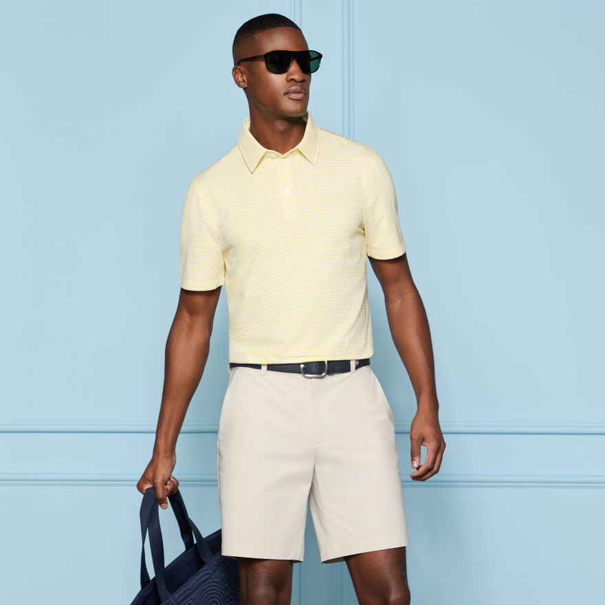 ALL PLAY STRIPE STRETCH KNIT POLO in Canary - Alternate Image 1