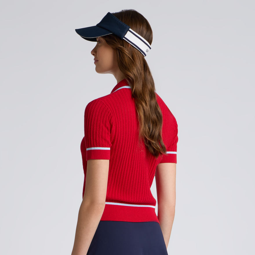 SUMMER FRIDAY TEXTURED KNIT POLO in Lava - Alternate Image 3