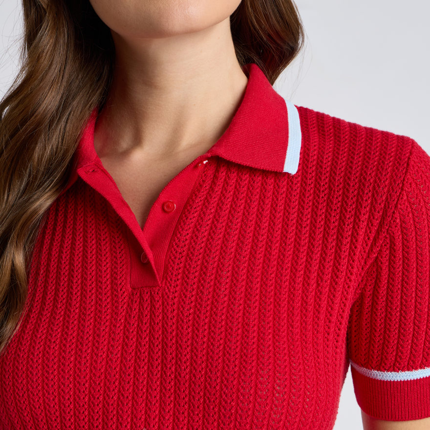 SUMMER FRIDAY TEXTURED KNIT POLO in Lava - Alternate Image 4