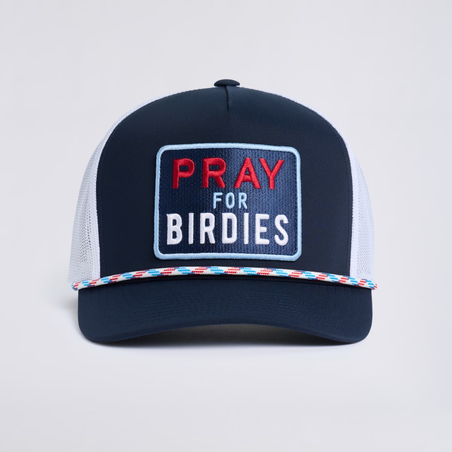 PRAY FOR BIRDIES RETRO MID TRUCKER HAT in TWILIGHT / RWB - Alternate Image 3