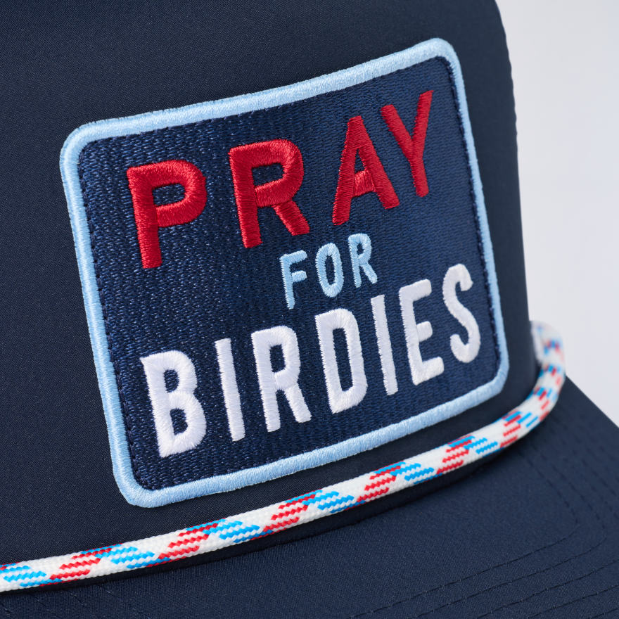 PRAY FOR BIRDIES RETRO MID TRUCKER HAT in TWILIGHT / RWB - Alternate Image 1