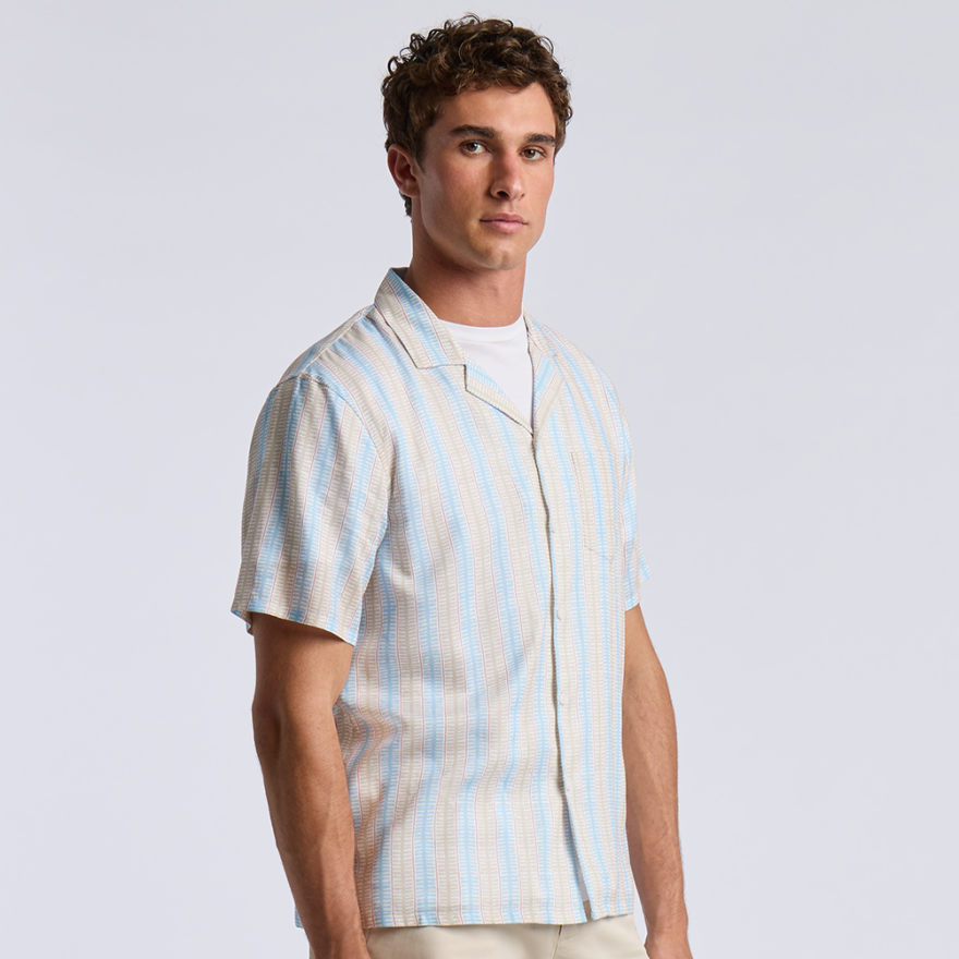 LTD RELEASE LINEN CABANA SHIRT in BAJA / CHALK WHITE - Alternate Image 2