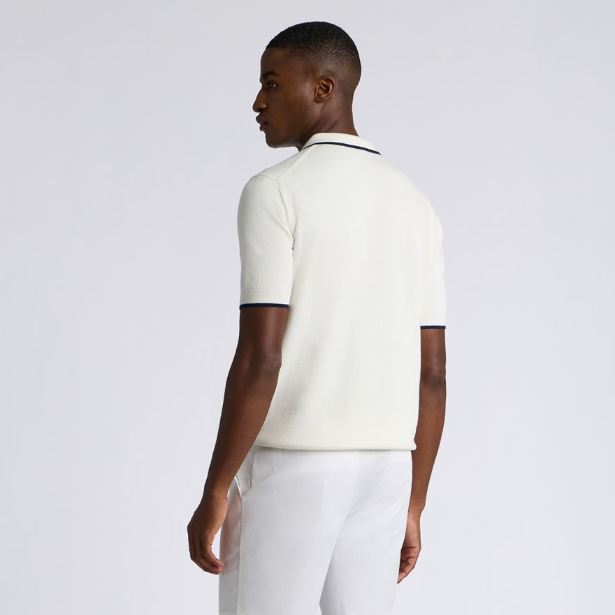 COOLING COTTON JUMPER POLO in CHALK WHITE - Alternate Image 3