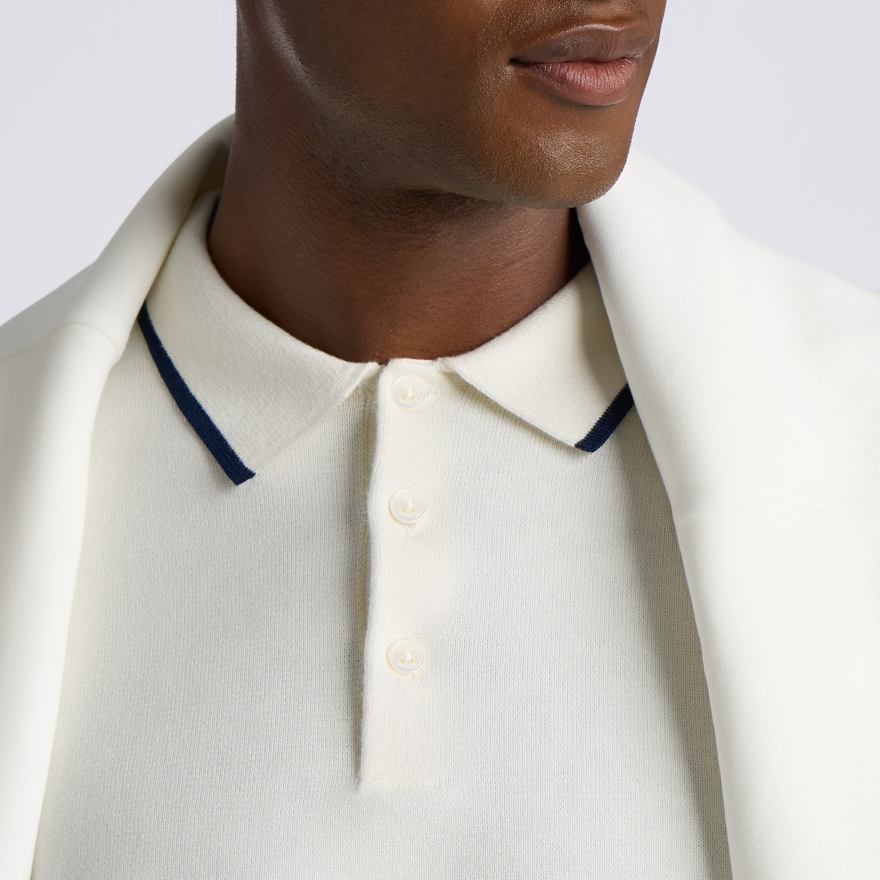 COOLING COTTON JUMPER POLO in CHALK WHITE - Alternate Image 4