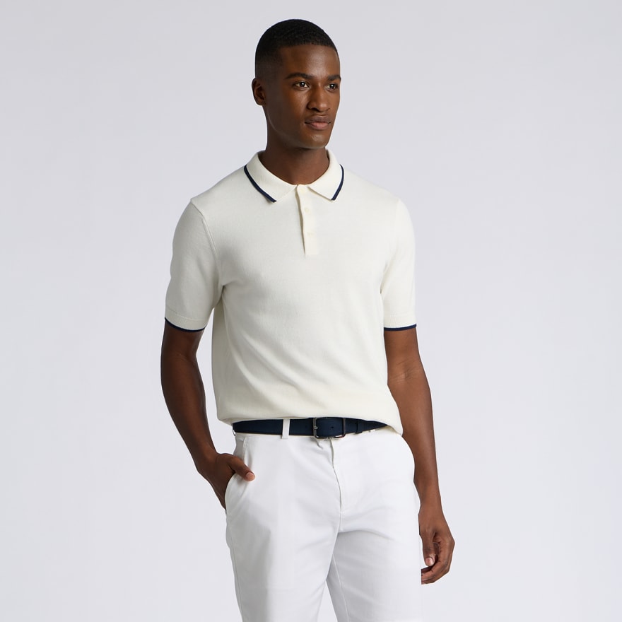 COOLING COTTON JUMPER POLO in CHALK WHITE - Alternate Image 2