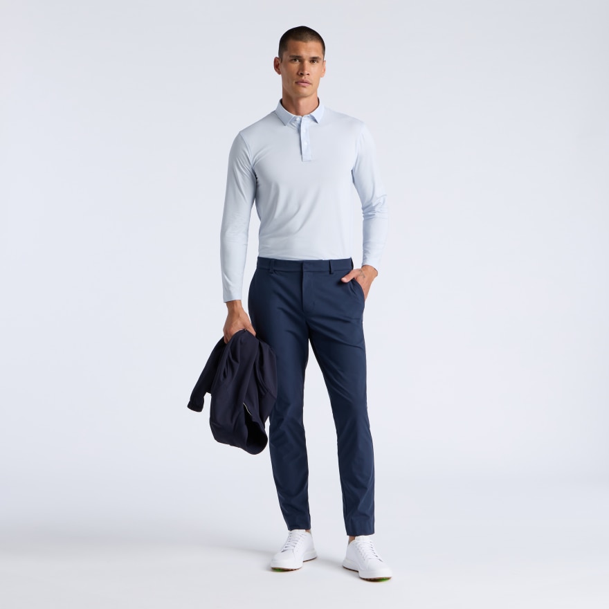 DELTA DOT JACQUARD LONG SLEEVE POLO in BAJA - Alternate Image 1
