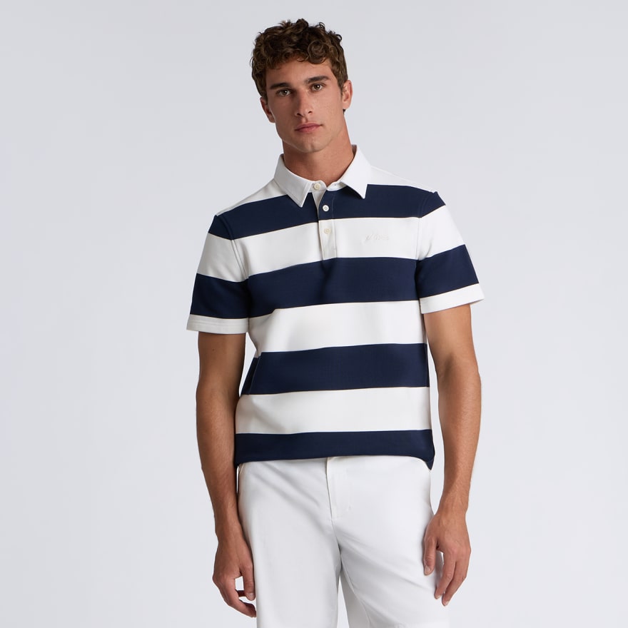 YARN DYE FRENCH TERRY RUGBY POLO in Twilight / Snow - Alternate Image 2