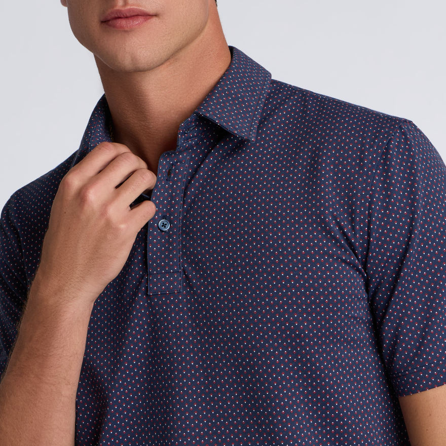ALL PLAY SPADE GEO STRETCH KNIT POLO in TWILIGHT / CLASSIC RED - Alternate Image 4
