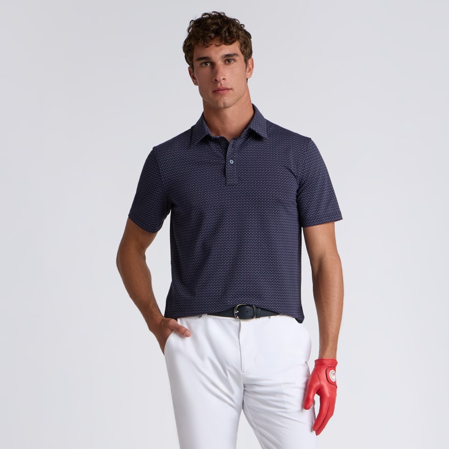 ALL PLAY SPADE GEO STRETCH KNIT POLO in TWILIGHT / CLASSIC RED - Alternate Image 2