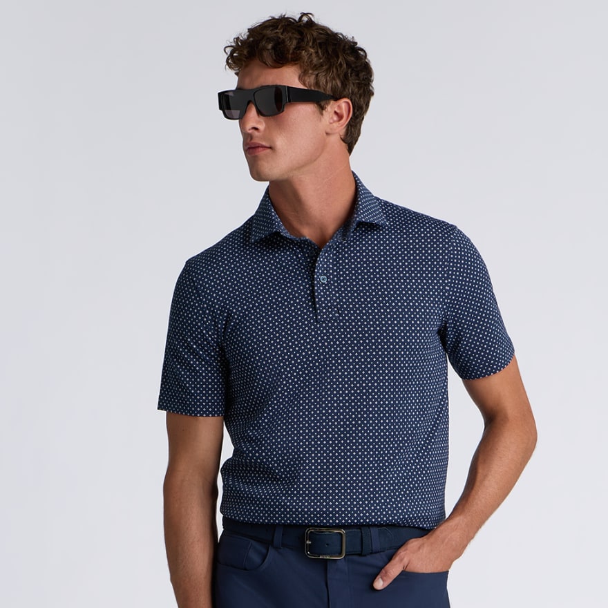 ALL PLAY FOULARD GEO STRETCH KNIT POLO in Twilight / Snow - Alternate Image 2