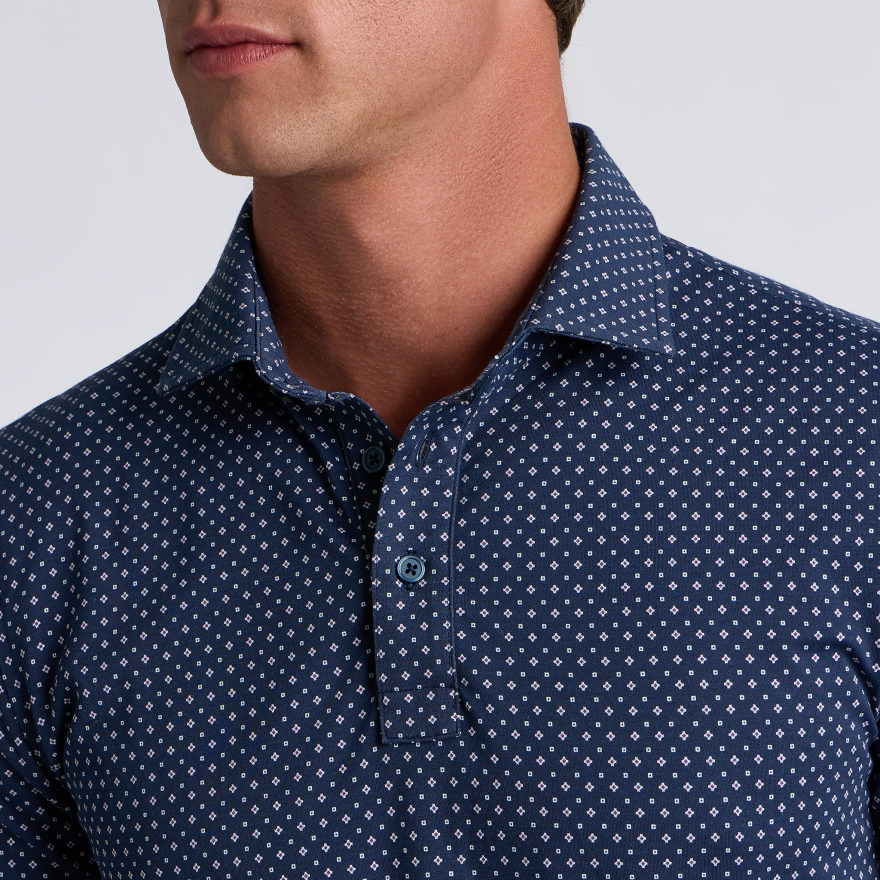 ALL PLAY FOULARD GEO STRETCH KNIT POLO in Twilight / Snow - Alternate Image 4
