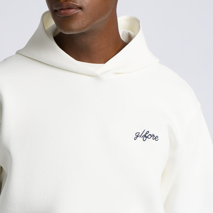 FORE CORNERS COTTON BLEND SCUBA HOODIE in CHALK WHITE - Alternate Image 5