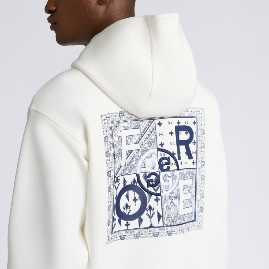 FORE CORNERS COTTON BLEND SCUBA HOODIE in CHALK WHITE - Alternate Image 4