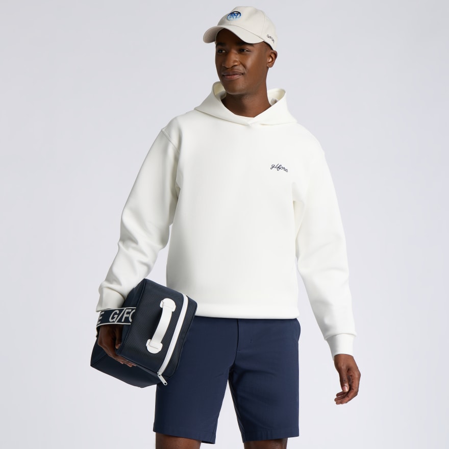 FORE CORNERS COTTON BLEND SCUBA HOODIE in CHALK WHITE - Alternate Image 1