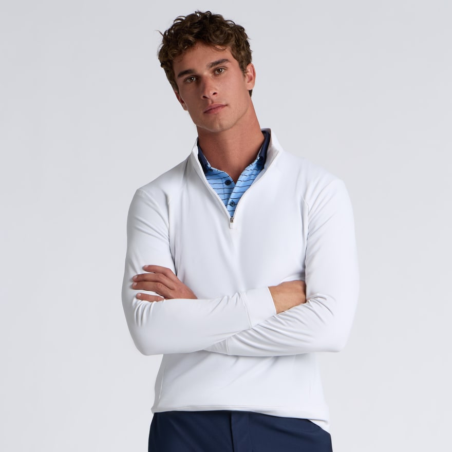 BRUSHED BACK TECH TERRY 1/4 ZIP PULLOVER in Snow - Alternate Image 2