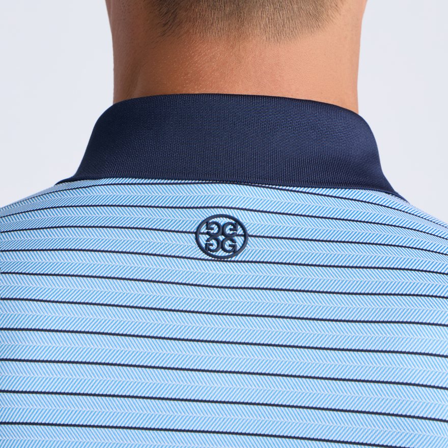 HERRINGBONE STRIPE TECH JERSEY POLO in CERULEAN / TWILIGHT - Alternate Image 4