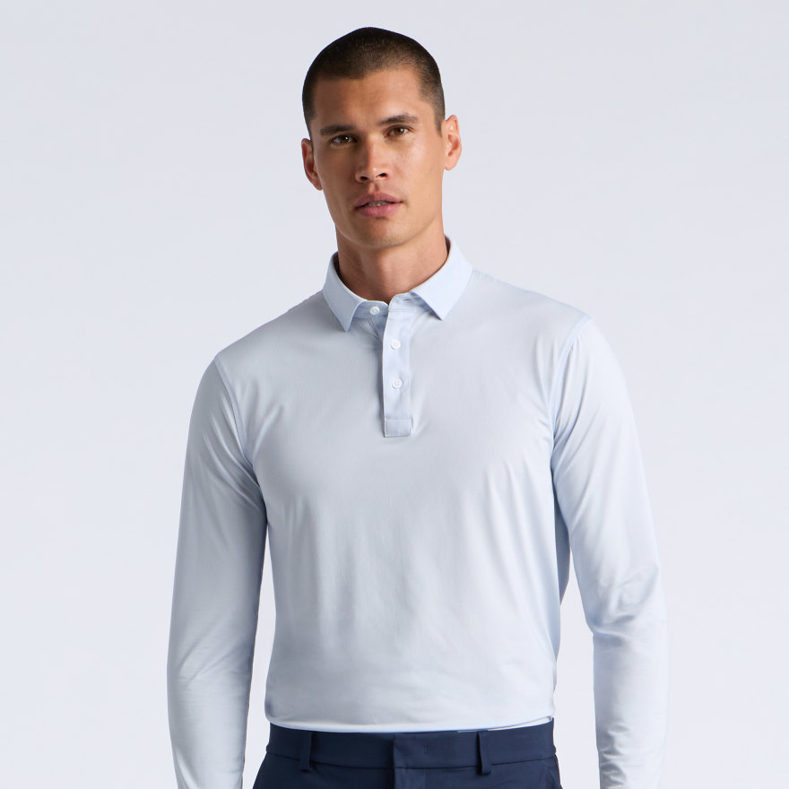 DELTA DOT JACQUARD LONG SLEEVE POLO in BAJA - Alternate Image 2