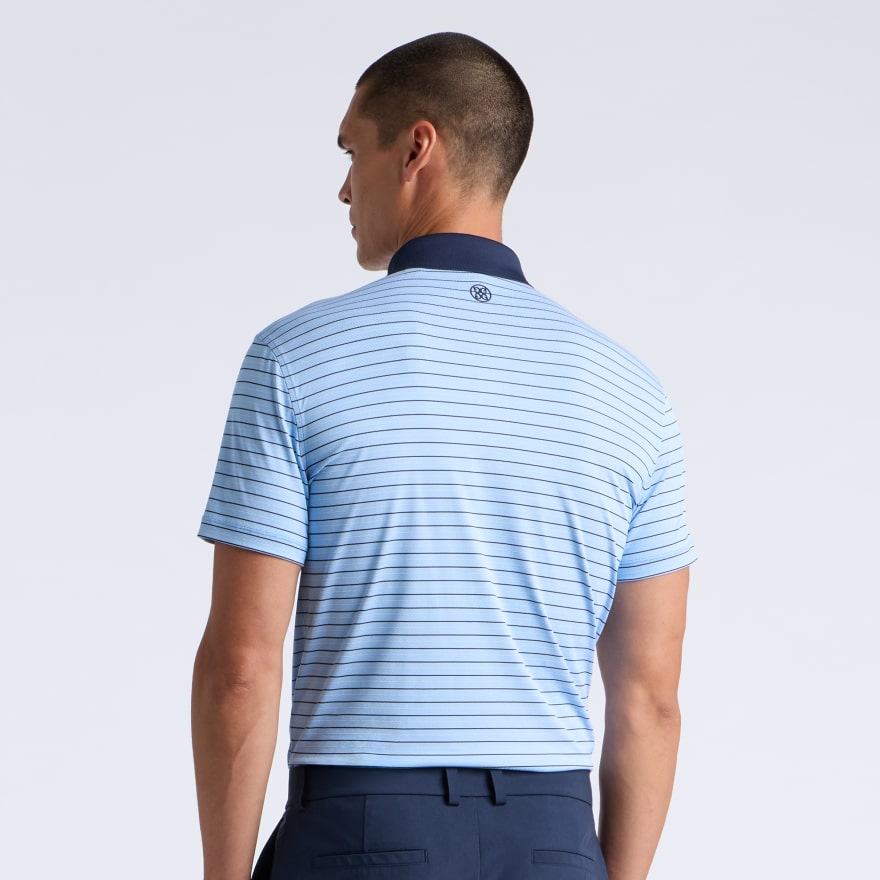 HERRINGBONE STRIPE TECH JERSEY POLO in CERULEAN / TWILIGHT - Alternate Image 3