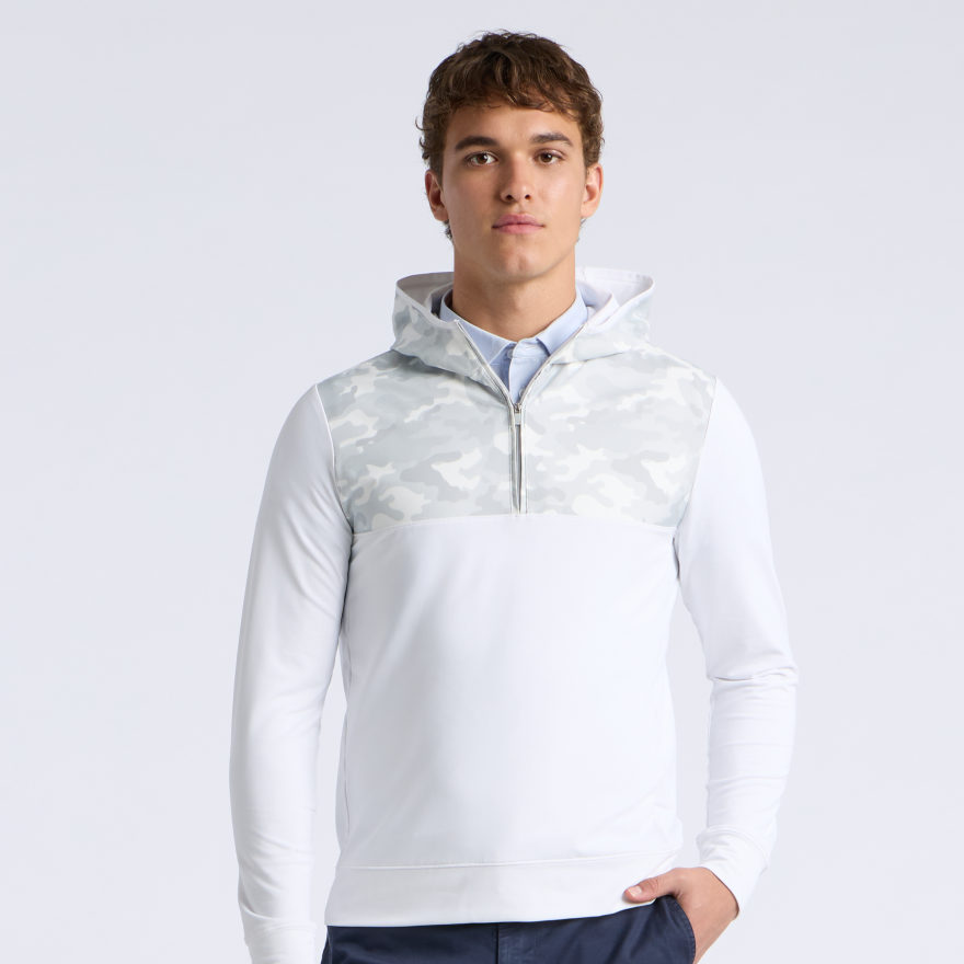 CAMO BRUSHED BACK TECH TERRY 1/4 ZIP HOODIE in SNOW CAMO - Alternate Image 2