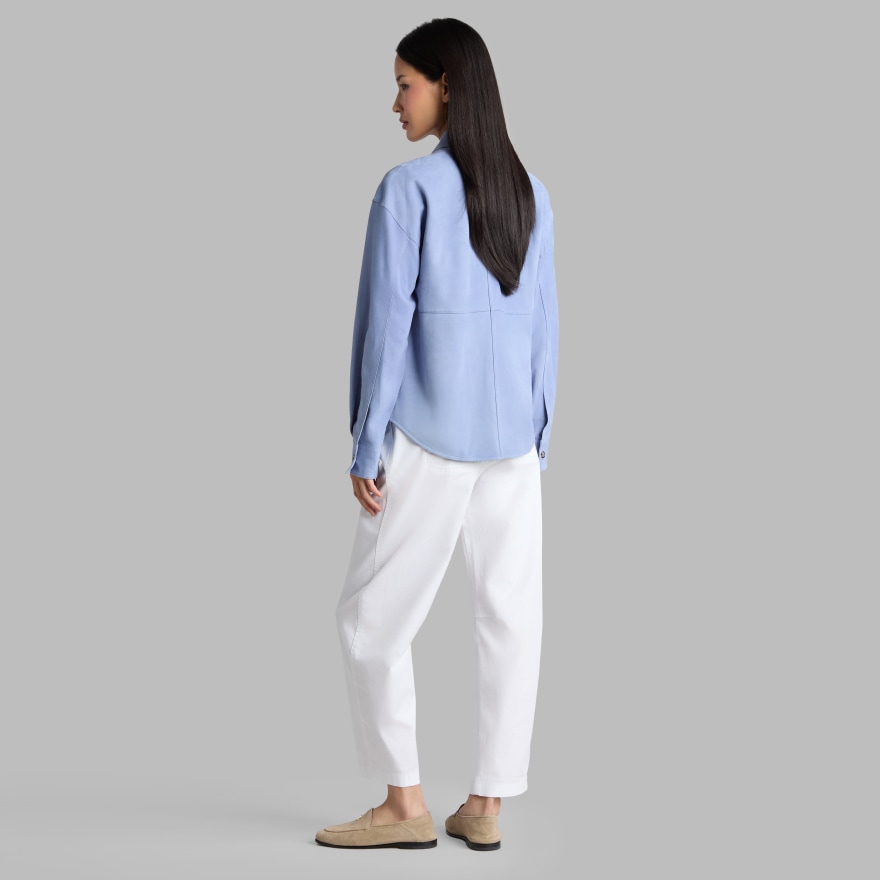 RELAXED FIT SUEDE SHIRT JACKET in Willow - Alternate Image 3