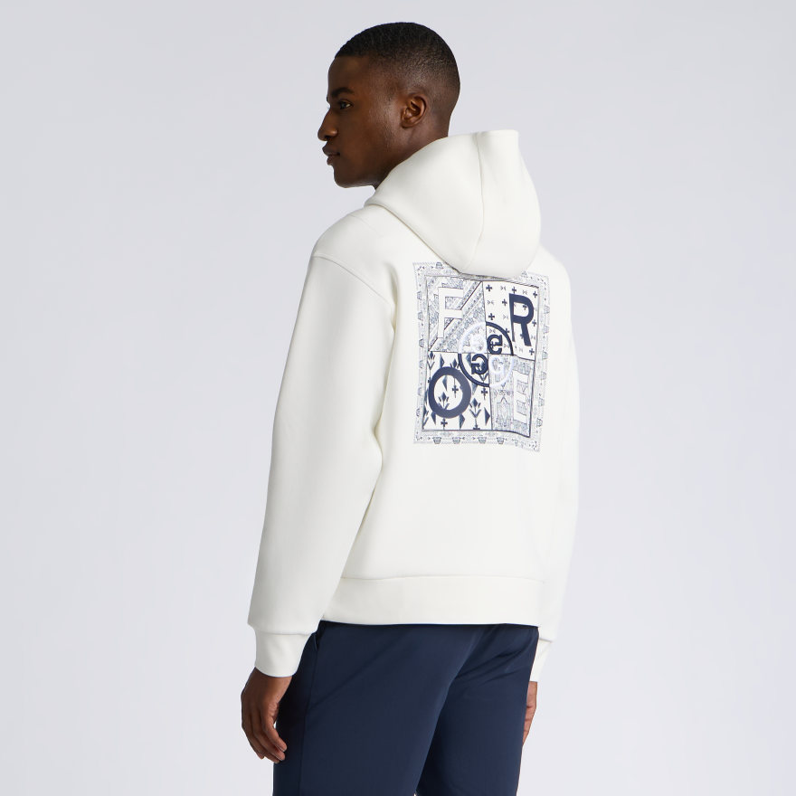 FORE CORNERS COTTON BLEND SCUBA HOODIE in CHALK WHITE - Alternate Image 3