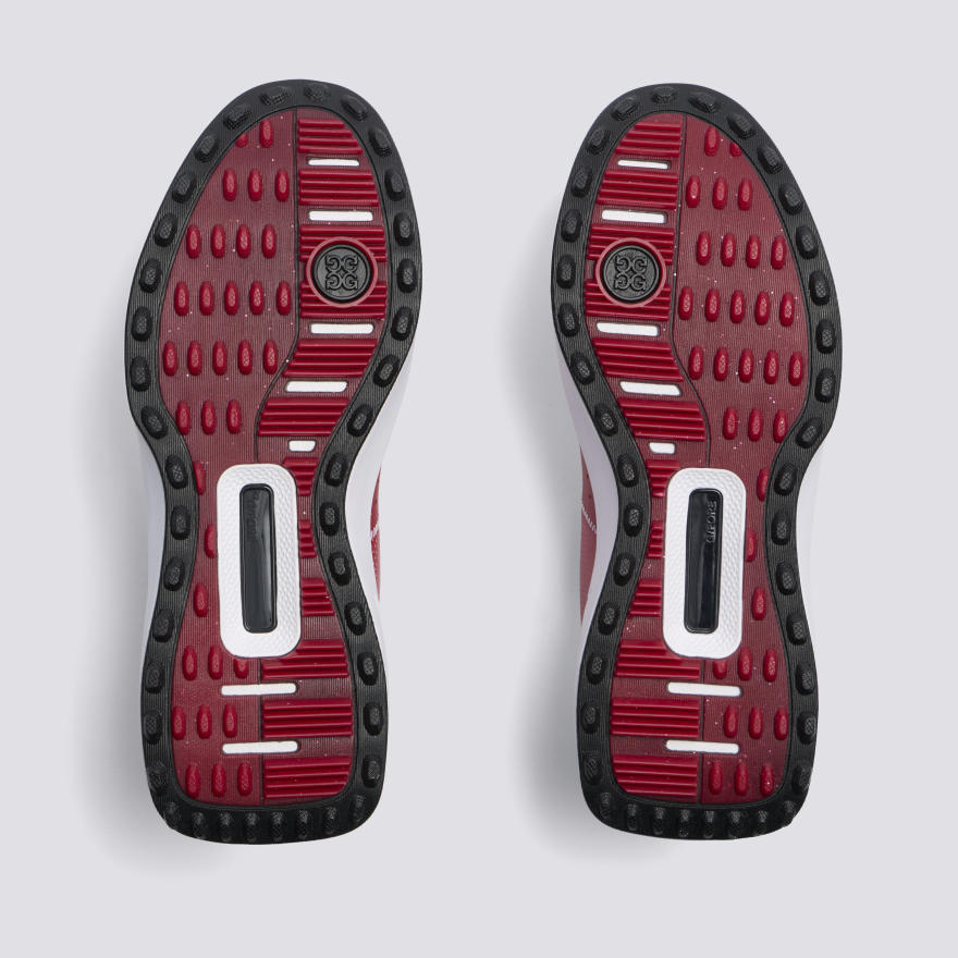 WOMEN'S LTD RELEASE G.112 PERFORATED LEATHER SADDLE STRIPE GOLF SHOE in CLASSIC RED / SNOW - Alternate Image 3