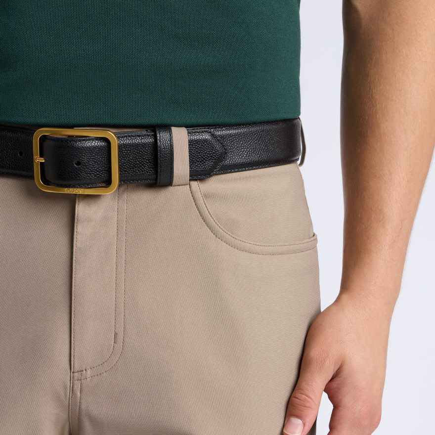 MEN'S LUXE PEBBLE LEATHER BELT in Onyx - Alternate Image 2