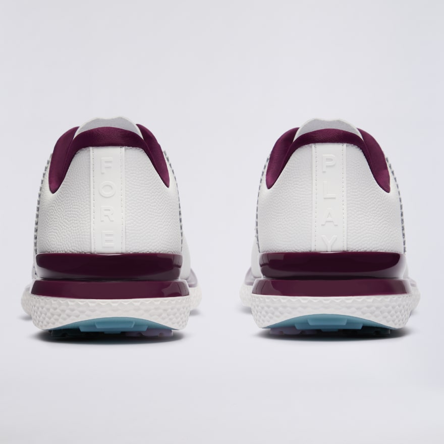 WOMEN'S GALLIVAN2R LEATHER SADDLE STRIPE KILTIE GOLF SHOE in SNOW / DARK PLUM - Alternate Image 4